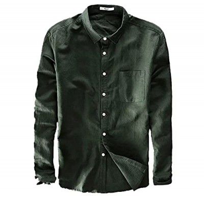 TB Trybuy.in Exclusive Designer Linen Dark Green Casual Solid Shirt for Men