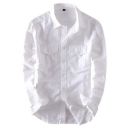 TB Trybuy.in Exclusive Designer Linen Solid Casual White Double Pocket Shirt for Men...