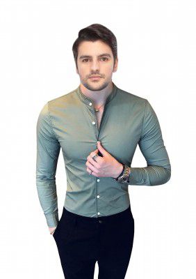 TB Trybuy.in Exclusive Designer Ocean Green Cotton Solid Casual Shirt for Men