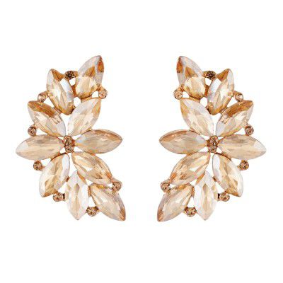 TC TAKESHI CREATIONS Sterling Golden Leaf Studs Earrings for Women & Girls