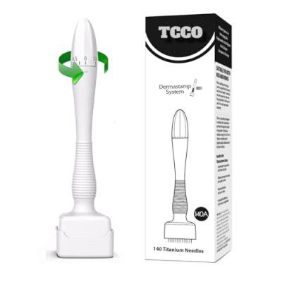 TCCO 140 Titanium Adjustable Microneedling Derma Stamp -Derma Microneedle Stamp for Face & Hair & Beard & Scalp