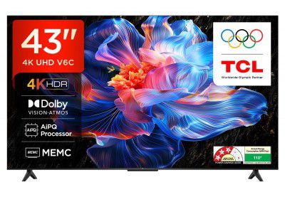 TCL (43") Metallic Bezel Less Series HD Smart LED Google TV 43V6C (Black)