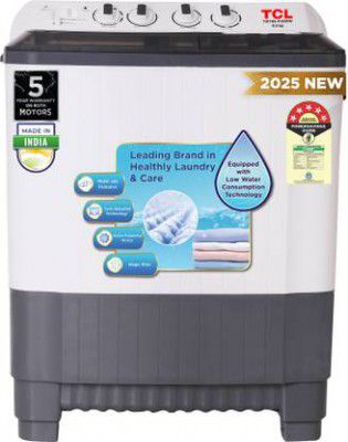 TCL 8.5 kg 5 Star with Extra Powerful Motor, Magic Filter Top Load Washing Machine Grey  (TWT85-P103PW)