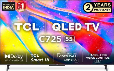 TCL C725 (55") QLED Ultra HD (4K) Smart Android TV | With Video Call Camera (55C725)