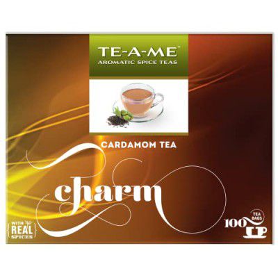 TE-A-ME Cardamom Tea Bags 100 Pieces | Strong Assam Black Tea with Cardamom Elaichi Tea Bags | Cardamom Spice Tea | 100% Natural Ingredients Cardamom Chai Tea