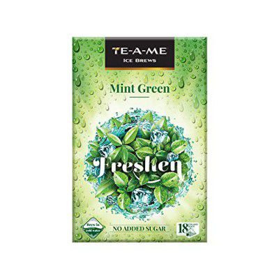 TE-A-ME Green Tea, Mint Flavour | Iced Green Tea | 18 Premium Pyramid Infusion Ice Tea Bags | Iced Tea