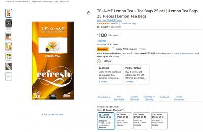 TE-A-ME Lemon Tea - Tea Bags 25 pcs | Lemon Tea Bags 25 Pieces | Lemon Tea Bags
