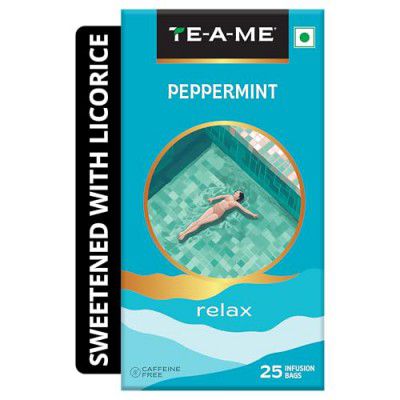 TE-A-ME Peppermint Tea - 25 Bags|Herbal Tea|Herbal Tea Bags|100% Natural Ingredients - Pure Peppermint & Licorice Root|100% Caffeine Free Tea - 25N (25 N x 1.5 g = 37.5 g)