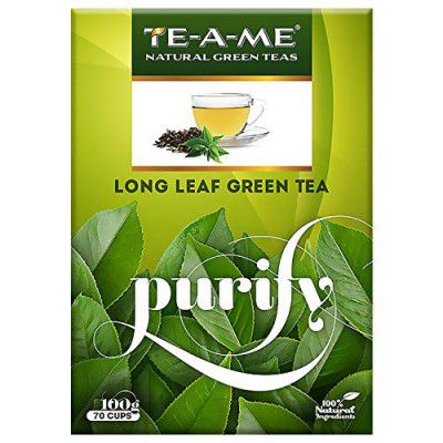 TE-A-ME Purify Long Leaf Green Tea - 100 gms | 100% Natural Ingredients | Zero Calories - Improves Metabolism & Reduces Waist