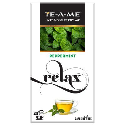 TE-A-ME Relax Peppermint Herbal Infusion Tea, 25 Tea Bags | 100% Natural Ingredients - Peppermint Leaves and Licorice Root | Refresh your Mood | 100% Caffeine Free