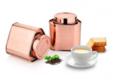 Tea Sugar JAR Triangle Copper Set of 2