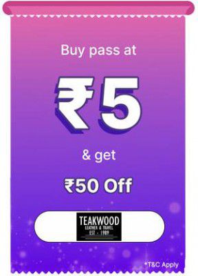 BBD Sale | Teakwood Leathers Pass only at Rs. 5 and get a discount of 25% upto Rs. 50
