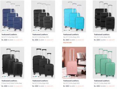 Myntra: [ Set of 3 ] 86% OFF | Teakwood Leathers Trolley Bags Starts at 2999