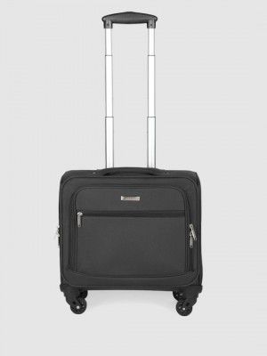 Teakwood Leathers Black Solid Cabin Laptop Overnighter Trolley Bag 44.6 L