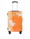 TEAKWOOD LEATHERS Twin Printed 360 Degree Rotation Hard Cabin Trolley Bag (Orange, Medium)...