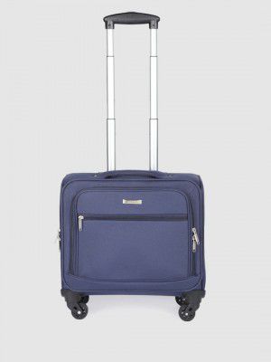Teakwood Leathers Unisex Navy Blue Solid Overnighter Trolley Bag- 39 Liters
