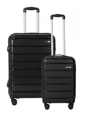 Teakwood Small-Medium Cabin Size 8 Wheels Trolley Bag, Hard Cabin with Zipper (Set of 2)