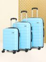Teakwood Small-Medium-Large 8 Wheels Trolley Bag, Hard Cabin with Zipper Closure (Set of 3, Silver)...