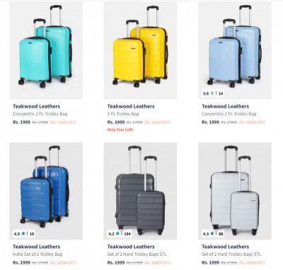 Myntra : Teakwood Trolley bag Starts at ₹2049