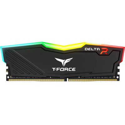 TeamGroup T-Force Delta RGB 8GB (8GBx1) DDR4 3600MHz CL18 Black Gaming Memory - TF3D48G3600HC18J01