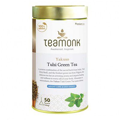 Teamonk Yakuso High Mountain Basil Tulsi Green Tea Bags - 50 Tea Bags