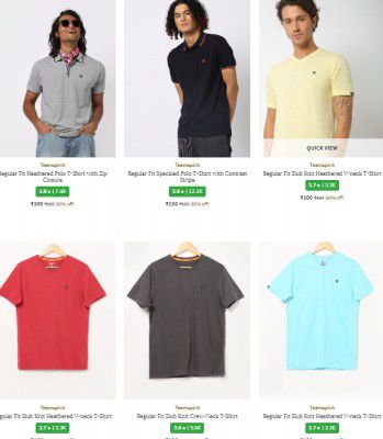 Ajio: TEAMSPIRIT Men's T-shirts Starts @101