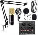 TECHBLAZE BM800 Condenser Microphone Mic Set with V8 Audio Mixer Sound Card Microphone Stand and Double Layer Pop Filter for Live Streaming Gaming Voice Recording Singing Smule Star maker and Podcasts...