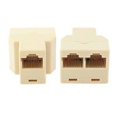 TECHNOTECH RJ45 CAT 5 CAT 6 8P8C Female to 2 x Female Plug Network LAN Cable T Adapter Line Connector Joiner Y Splitter (Beige) - 1 Pack