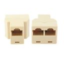 TECHNOTECH RJ45 CAT 5 CAT 6 8P8C Female to 2 x Female Plug Network LAN Cable T Adapter Line Connector Joiner Y Splitter (Beige) - 1 Pack...