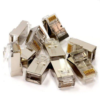 Technotech RJ45 Plug Connector CAT5 Network LAN Crimp (100 Pieces, Shielded)