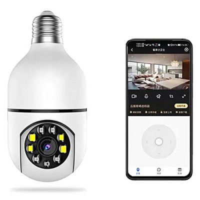 TECHNOVIEW 1080p HD Bulb Light Wireless IP Camera,Fish Eye 360 Degree Panoramic Mini Lamp IR CCTV Indoor Home Security Camera, White