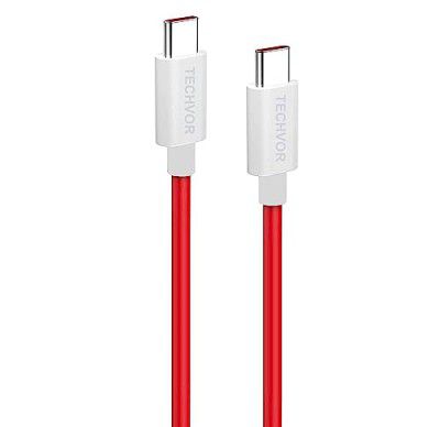 Techvor 3.0 A Type C to Type C Cable 1m with Fast Charging & Data Sync compatible 