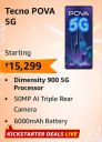 Tecno POVA 5G (8GB+128GB) Starting @ ₹15,299...