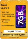 TECNO Spark 9 @ ₹6,569/- During Big Billion Days Sale...