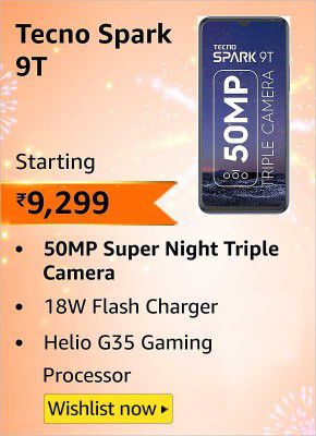 Tecno Spark 9T (4GB RAM | 64GB Storage) Starting @ ₹9,299