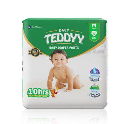 TEDDYY Easy Baby M Size Diaper Pant Style | 74 Count (Medium) | 7–12 kg