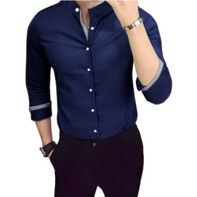 Tee Projekt Men's Shirt Solid Cotton Long Sleeve Button l Home (Pack of 1)