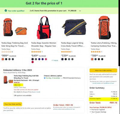 Teeba Bags: 78% Off + Buy 1 Get 1 Free