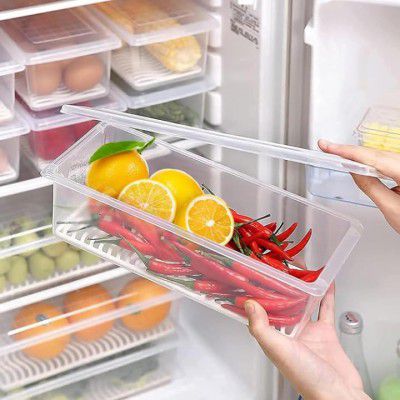 TEKCOOL Plastic Fridge Storage Boxes (Pack Of 6), (1500 Ml),White