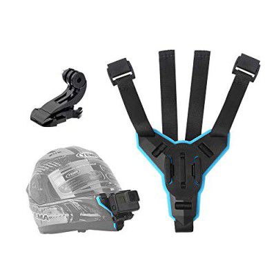 TELESIN Helmet Chin Mount, Motorcycle Helmet Strap for GoPro Hero (2018) Hero 7 Black/White/Gray, Hero 6 Hero 5 Black Hero 4/3+/LCD Session Fusion, 360 Camera, AKASO, Campark, Polaroid, Lite, APEMAN