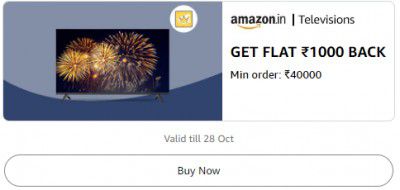 Televisions: Get Flat ₹1000 Back Min order ₹40000
