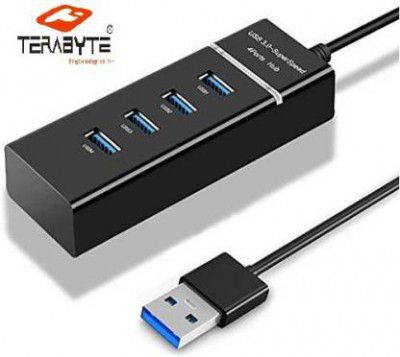 TERABYTE USB HUB 3.0 4 Port USB Hub 3.0 Adapter Cable with 5Gbps Speed, Laptop, PC Computers, with Led Indication USB Hub  (Black)