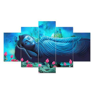 TERANIYA Buddha Wall Paintings Set of 5 for Wall Decoration Self Adhesive 3d Uv Textured Large & Big Size Wall Painting For Home, Living Room, Office, Bedroom (17 inch * 30 inch)
