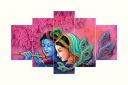 TERANIYA Radha Krishna Wall Paintings Set of 5 for Wall Decoration Self Adhesive 3d Uv Textured Large & Big Size Wall Painting For Home, Living Room, Office, Bedroom (17 inch * 30 inch)...
