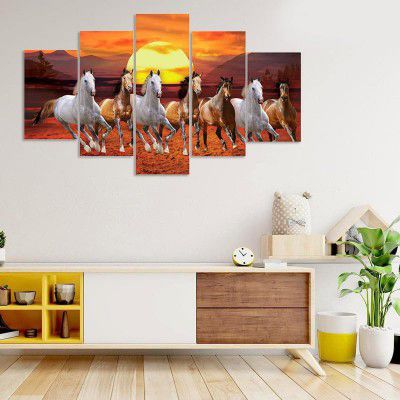 TERANIYA Wall Paintings Set of 5 for Wall Decoration Self Adhesive 3d Uv Textured Large & Big Size Wall Painting For Home, Living Room, Office, Bedroom (17 inch * 30 inch)