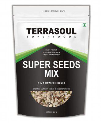 [Pack of 2] Terrasoul Superfoods Super Seeds Mix, Seeds for Eating, Mix Seeds, Diet Snacks - Healthy Diet Snacks 7 in 1 Raw Seeds mix (400gm)