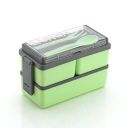 TEX-RO 3 Compartment Lunch Box for Office Men and Lunch Box for Kids, Microwave Safe Lunch Boxes (Pack of 1, Green&Grey, Plastic), 1400 Milliliter...