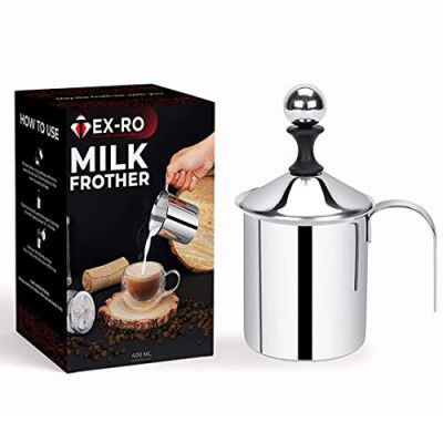 TEX-RO Coffee Frother Stainless Steel Manual Milk Frother for Coffee (400ml)