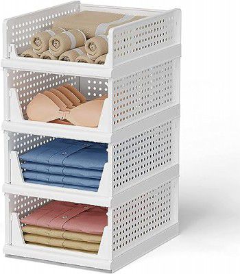 TEX-RO Complete Clothes Organization Set: Storage Rack, Cupboard For Clothes, Storage Box For Clothes, Drawer Organizer (Pack Of 3, Large, Plastic)