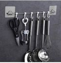 TEX-RO Hooks for Wall Without Drilling self Adhesive Bathroom Hook Rail, Hook for Hanging Napkin, Hooks for Wall, Kitchen Hooks for Hanging Utensils (6 Hook)...